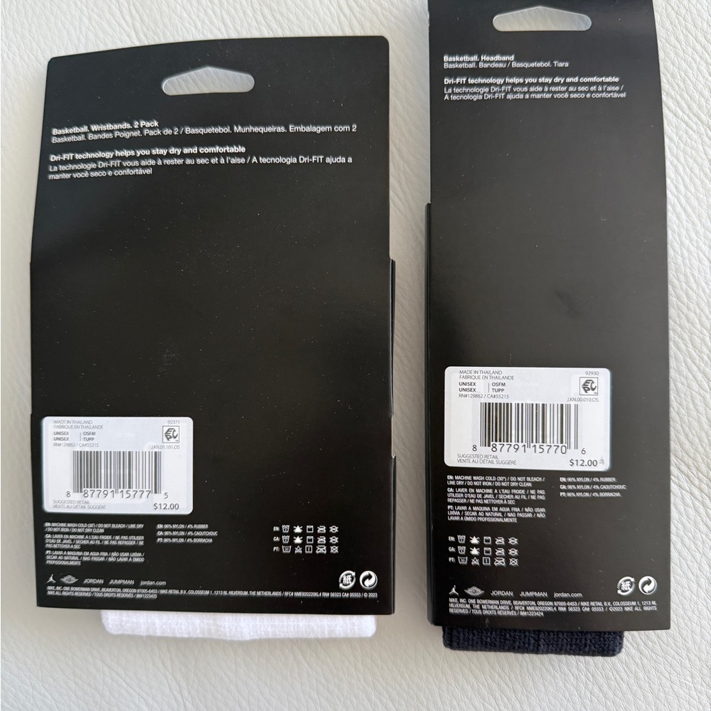 NEW Jordan Dri-FIT Headband & Wristbands Set (Black & White) - Picture 5 of 6